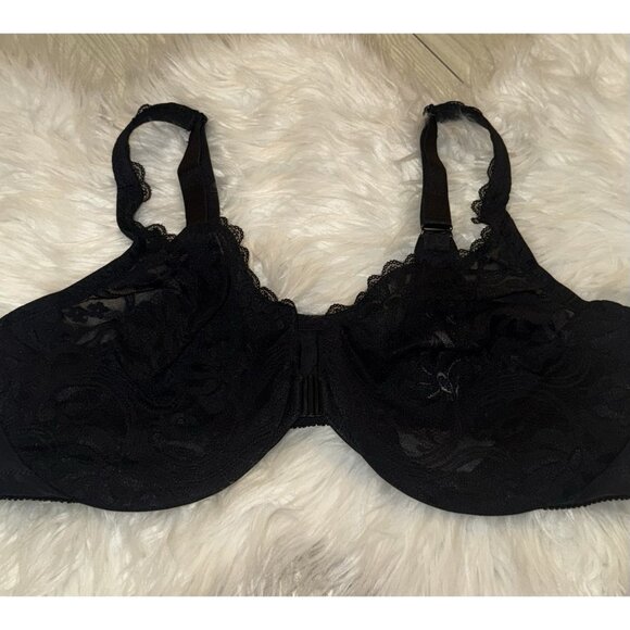Glamorise 9245 WonderWire Front Close Stretch Lace Bra UW Womens 42C Black - Picture 3 of 6